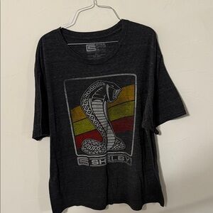 Grey Shelby Cobra Distressed Retro Striped Logo T-Shirt Size XLarge used VG
